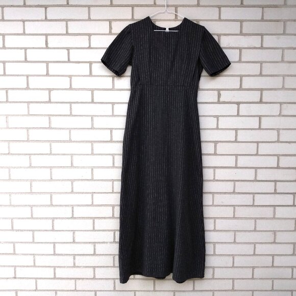 Amish Mennonite Cape Dress 34" Bust 29" Waist Handmade Gray Wool Pinstripe - Picture 1 of 10